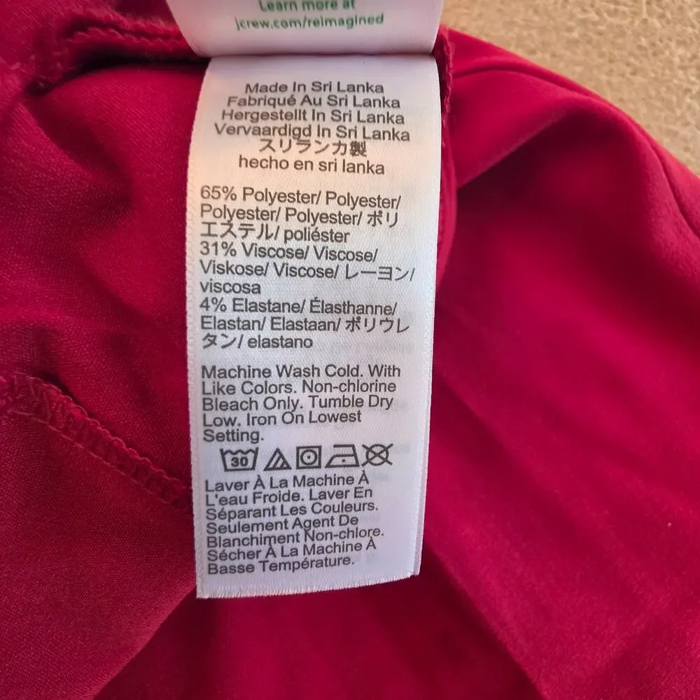 J.Crew Red Pleated Trouser Pants Sz 10 High-Waist Straight-Leg